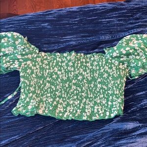 Green and white crop top